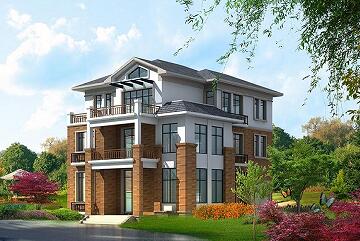 中式三層自建別墅，帶有室內(nèi)車庫，占地144.36㎡，含全套施工圖紙