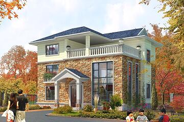 中式三層自建別墅設計圖，占地183㎡，帶大面積露臺