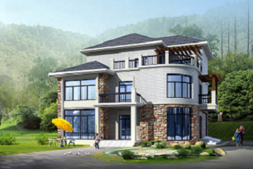 法式三層復(fù)式自建別墅設(shè)計(jì)圖，占地188.62㎡，帶有室內(nèi)車庫