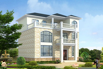 精致的三層別墅設(shè)計(jì)圖，帶有大面積露臺，占地119㎡