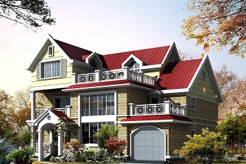 三層精致的自建復(fù)式小別墅，占地154㎡，帶有室內(nèi)車(chē)庫(kù)