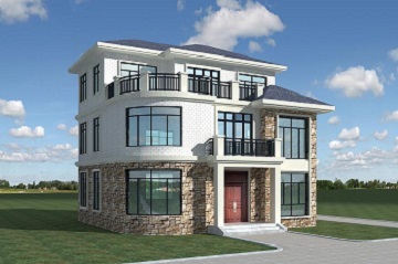 歐式復古三層自建別墅設(shè)計圖，帶有大面積露臺，外觀時尚，戶型合理