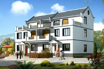 新中式三層雙拼別墅設(shè)計(jì)圖，單戶占地89.45㎡，單戶建筑面積226.62㎡