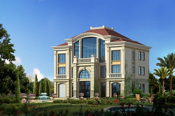 歐式豪華復(fù)式自建別墅設(shè)計圖，帶有室內(nèi)車庫，高端大氣