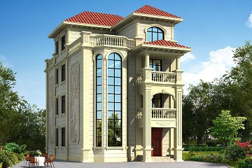 高端大氣的歐式復(fù)式四層別墅設(shè)計圖，占地133平方米，布局完善