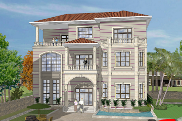 歐式三層別墅，15.2*10.3m豪華自建房設(shè)計(jì)圖