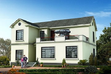 新中式二層小別墅設計圖，占地141㎡，帶有大面積露臺