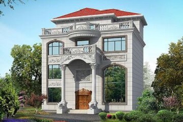 三層半歐式豪華復(fù)式別墅設(shè)計圖，帶有大面積露臺