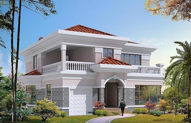 精簡(jiǎn)干練的二層小別墅設(shè)計(jì)圖，帶有室內(nèi)車庫