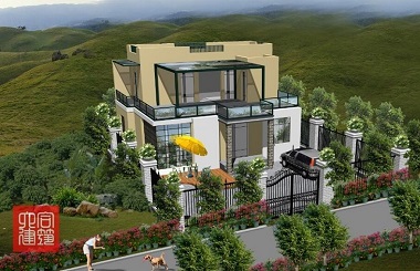 面寬12米，進深9米，占地110平方米左右的二層平頂房屋設計圖