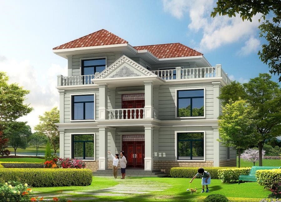 面寬11米，進深10米，占地面積120平方米左右二層半自建別墅設(shè)計圖