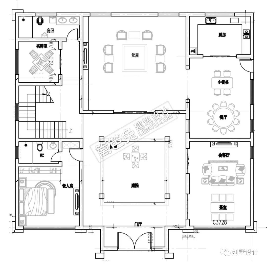 最美中式合院別墅開間16.8X進(jìn)深15.3米，占地260平米！