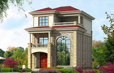 占地90平方米左右的三層歐式小戶型自建別墅設(shè)計(jì)圖，造價(jià)20萬(wàn)左右經(jīng)濟(jì)實(shí)用