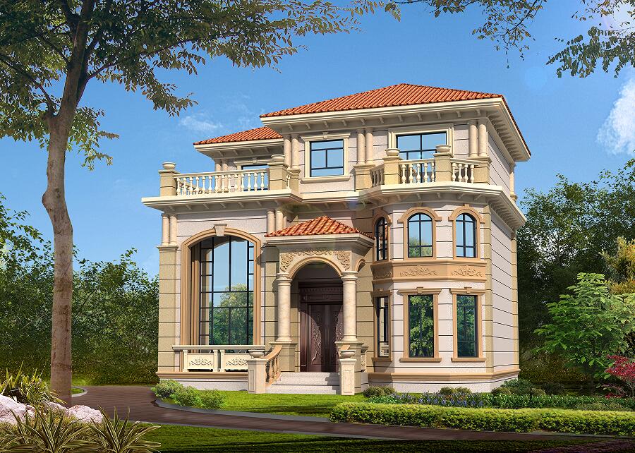 歐式三層豪華復(fù)式自建別墅設(shè)計(jì)圖，造價(jià)40萬(wàn)左右，性?xún)r(jià)比超高