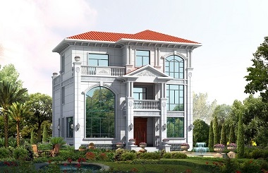 造價(jià)40萬(wàn)左右的歐式三層復(fù)式別墅設(shè)計(jì)圖，端莊大氣，自建房首選