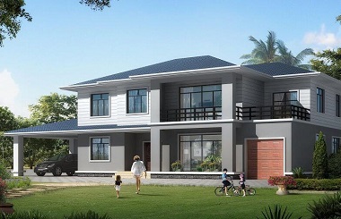 簡約二層自建別墅設(shè)計(jì)圖，輕奢自建房屋，帶有室內(nèi)外車庫