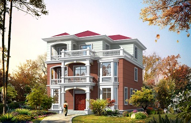 配色靚麗的三層現(xiàn)代自建房屋設(shè)計(jì)圖，11.5m*13m,造價(jià)45萬(wàn)左右