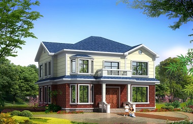 簡約二層農(nóng)村自建房屋設(shè)計圖，16*13米，二層房間數(shù)量較多