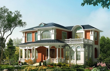 歐式自建二層小別墅設(shè)計(jì)圖，線條圓潤(rùn)，溫馨田園小別墅