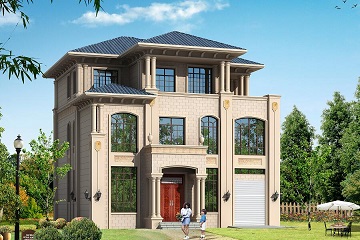 13*14m三層歐式自建房屋設(shè)計(jì)圖，帶有室內(nèi)車庫