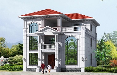 高端歐式三層自建復(fù)式別墅設(shè)計圖，占地面積177平方米