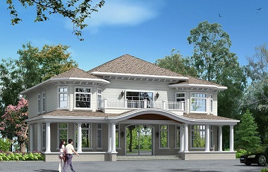 高端二層自建復(fù)式別墅設(shè)計(jì)圖，占地面積較大，空間寬敞