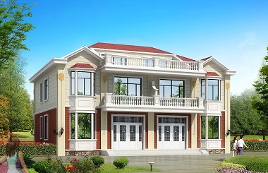 一梯兩戶(hù)二層雙拼別墅設(shè)計(jì)圖，非常適合父母和子女同時(shí)居住