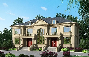 雙陽(yáng)臺(tái)雙拼自建別墅設(shè)計(jì)圖，帶有地下室，高端大氣，性?xún)r(jià)比高