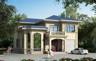 二層自建小別墅設(shè)計(jì)圖，帶有室內(nèi)車庫(kù)，戶型經(jīng)典，帶大面積露臺(tái)