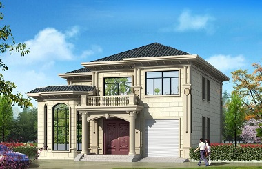 造價(jià)40萬左右占地200平方米二層自建房屋設(shè)計(jì)圖，帶有室內(nèi)車庫