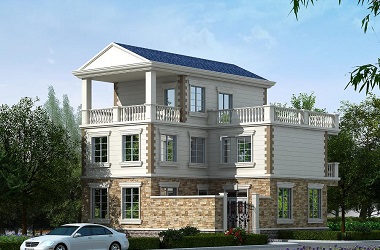 溫馨美觀的歐式三層自建別墅設(shè)計圖，帶小面積的院子