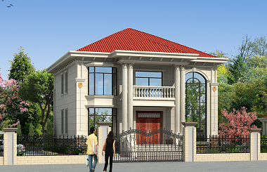 帶有配套庭院設(shè)計(jì)的二層復(fù)式小別墅設(shè)計(jì)圖，美觀溫馨