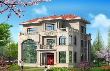 高端歐式三層復式自建別墅設(shè)計圖，外觀及布局美觀大氣，