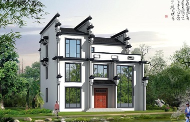 高端徽派三層自建別墅設(shè)計(jì)圖，端莊大氣，自建房屋首選