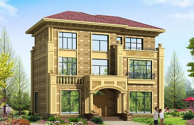 豪華配色的三層自建房屋設(shè)計圖，布局完善