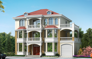 人氣非常高的一款三層自建房屋設(shè)計(jì)圖，帶有室內(nèi)車(chē)庫(kù)，經(jīng)濟(jì)實(shí)用