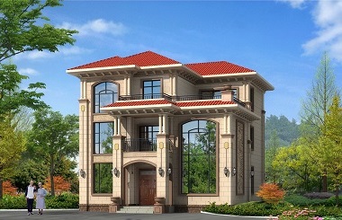 歐式三層復式別墅設計圖，占地130平方米左右，精致美觀