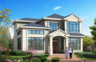 一款高端大氣的二層別墅設(shè)計(jì)圖，13.5*12m,造價(jià)33萬左右