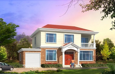 一款非常溫馨漂亮的二層小別墅設(shè)計(jì)圖，帶有室內(nèi)車庫(kù)