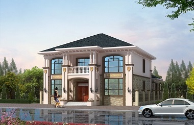 精致的歐式二層自建房屋設(shè)計(jì)圖，帶有庭院設(shè)計(jì)，高端大氣