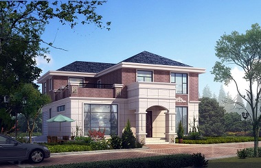 古典二層自建房屋設(shè)計(jì)圖，帶有室內(nèi)車庫，高端大氣