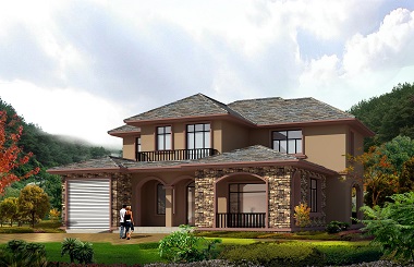 古典中式自建房屋設(shè)計(jì)圖，高端大氣，帶有室內(nèi)車庫(kù)