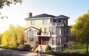 豪華三層自建復(fù)式別墅設(shè)計圖，帶有地下室，采光良好