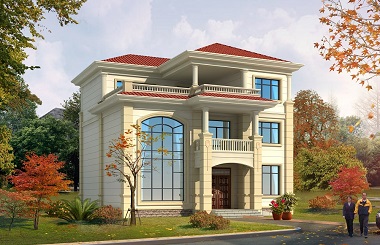 歐式復(fù)式三層自建房屋設(shè)計(jì)圖，12*12，小戶型，布局完善