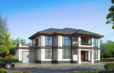 二層中式自建別墅設(shè)計(jì)圖，帶有室內(nèi)車庫(kù)