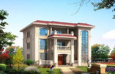 歐式三層自建房屋設(shè)計(jì)圖，16*1m，造價(jià)80萬(wàn)左右，高端別墅