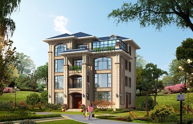 14.5*17m四層自建房屋設(shè)計圖，帶有玻璃陽光房，居住舒適