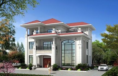 簡單干凈，采光良好的歐式三層復式別墅設計圖，帶有室內(nèi)車庫