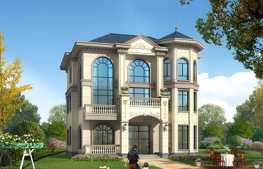 歐式三層復(fù)式別墅設(shè)計圖，一層可做店鋪，美觀實用