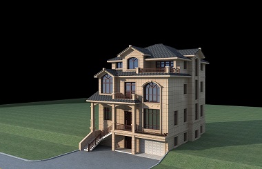 歐式復(fù)古三層自建別墅設(shè)計(jì)圖，帶有地下室，美觀精致